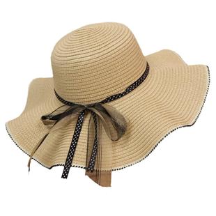 度假草帽女夏季沙滩太阳帽凉帽新款海边拍照旅游遮阳帽防晒帽子