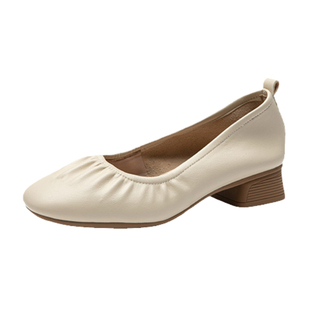 大东浅口单鞋女春季2026新款粗跟低跟软底舒适上班通勤鞋百搭女鞋