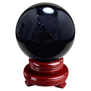 天然黑曜石水晶球摆件黑色大号原石打磨客厅办公室玄关工艺品装饰
