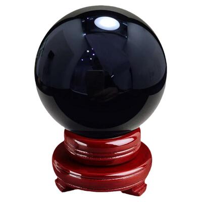 天然黑曜石水晶球摆件黑色大号原石打磨客厅办公室玄关工艺品装饰