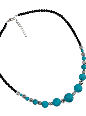 项链云南民族风吊松石藏银xl098