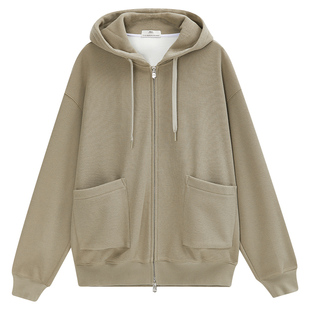 华夫格连帽卫衣男高端潮流2024年秋冬季新款韩版开衫拉链重磅外套