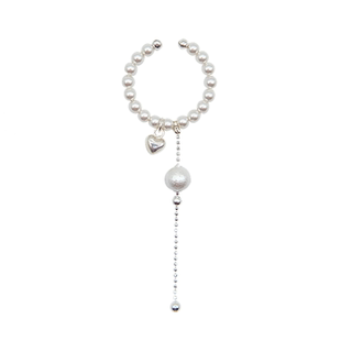 YOUNA原创珍珠链条多层组合戒指个性小众设计纯银精致可调开口戒