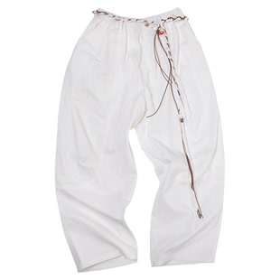 CLIMAX VISION手工编织腰绳轻解构天丝棉廓形弯刀长裤遛弯裤女款