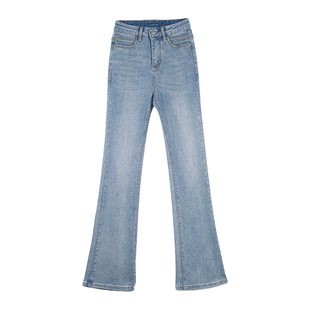 微喇牛仔裤女2025年新款冬季加绒高腰显瘦修身浅色复古弹力喇叭裤