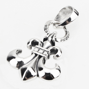 S925纯银船锚童军花复古森系百搭男女同款吊坠潮流个性欧美风项坠