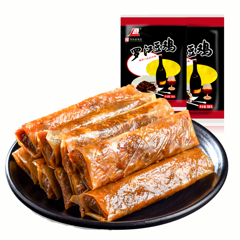 【 厂家店】罗江豆鸡 四川德阳特产素鸡豆制品麻辣豆皮卷休闲零食