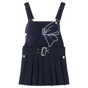 KEIKO 韩系别致蝴蝶结饰背带连衣裙夏季娇俏少女风吊带百褶裙短裙