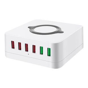 无线充USB插座多口智能充电器6口桌面充电桩QC3.0快充使用安卓苹果华为小米手机通用多孔充满断电