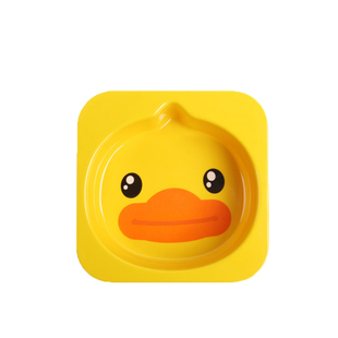 B.Duck小黄鸭儿童吃饭碗不锈钢防摔卡通宝宝餐具五件套勺叉碗组合