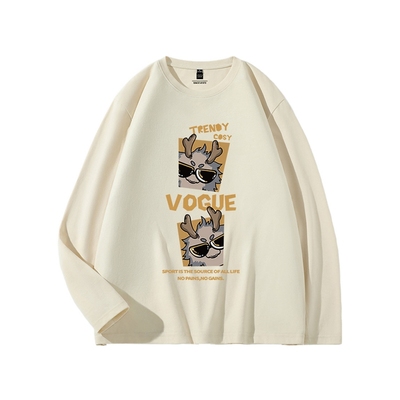 JR真维斯男装2026春季新款长袖T恤纯棉时尚潮牌时尚宽松衣服