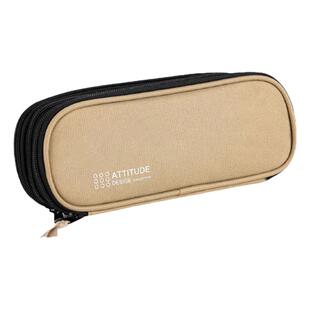 得力大容量男生笔袋多层文具盒初中生高中生考试用多功能高颜值笔盒男孩简约拉链帆布男童文具袋小学生铅笔盒