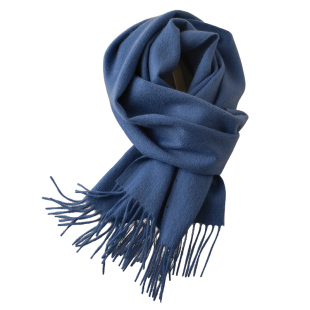 蓝色羊绒围巾女款2025新款冬季高级感普鲁士蓝山羊绒围脖披肩男士