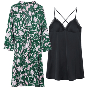 【睡袍+睡裙】安莉芳专柜印花秋季薄款睡衣女士家居服套装ELW0792