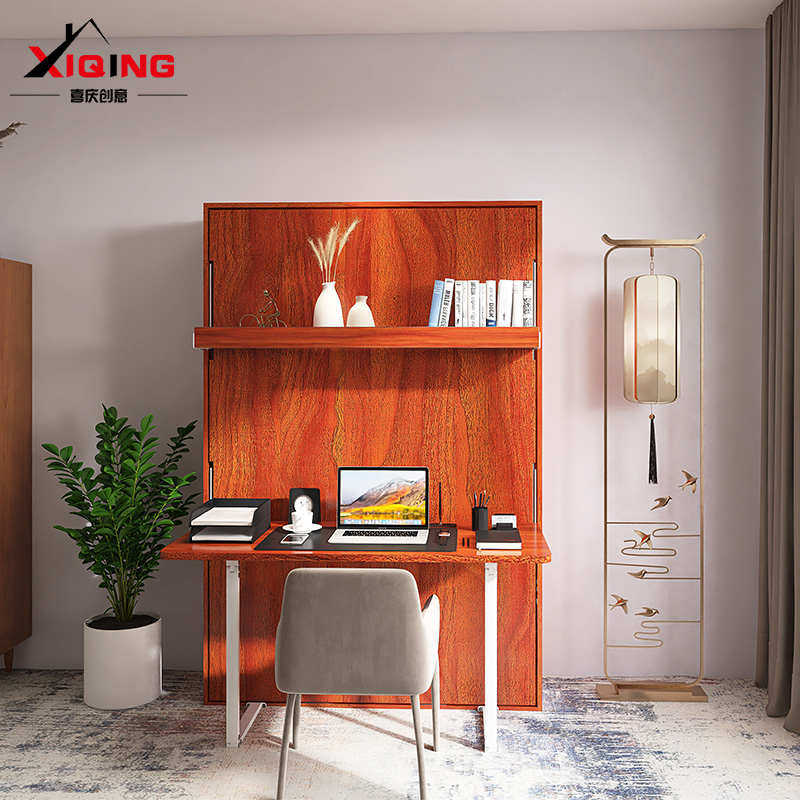 喜庆隐形床双层书桌书架实木折叠床办公床墨菲壁床五金配件成品