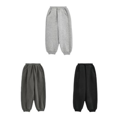 幼悠男童2025新款纯色束脚防风休闲裤冬季流行加绒加厚保暖裤子潮