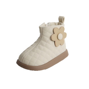 秋冬季女宝宝鞋子加绒1一2-3岁小童公主短靴子防滑软底婴儿二棉鞋