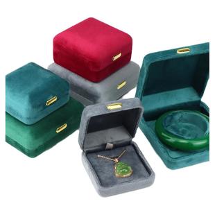 丝绒珠宝首饰盒金属贴片吊坠手镯小手串玉器饰品包装收纳植绒盒子