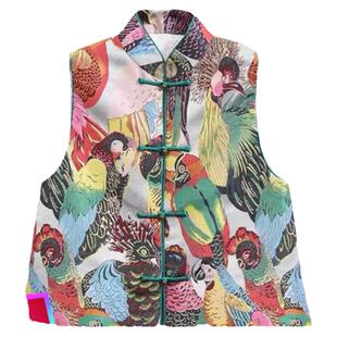 裁剪纸样秋冬季新款提花664织棉立领对襟棉马甲中式背心样版图纸