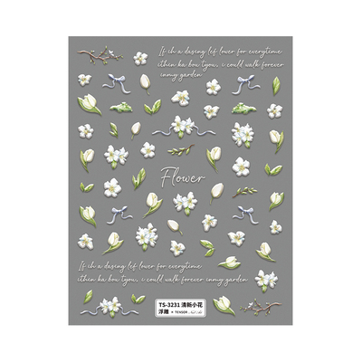 茉季中国美甲贴纸立体浮雕效果