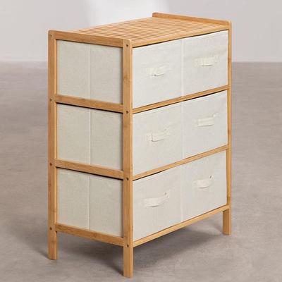设计兔抽屉式整理收纳箱衣柜布艺收纳盒竹木衣服储物柜多层置物架