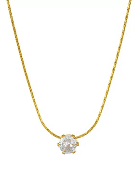 WEARRING2025秋冬新款毛衣链六爪圆锆石项链钛钢18k真空电镀轻奢