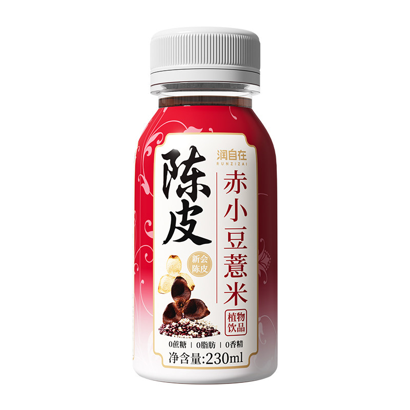 润自在陈皮赤小豆薏米水无糖茶饮料0糖0脂0卡健康养生饮品230ml