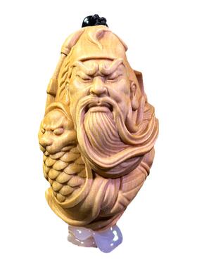 黄杨木雕旗开得胜关公雕像武财神