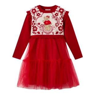 【新年系列】PawinPaw卡通小熊童装25年春夏新款女童红色连衣裙