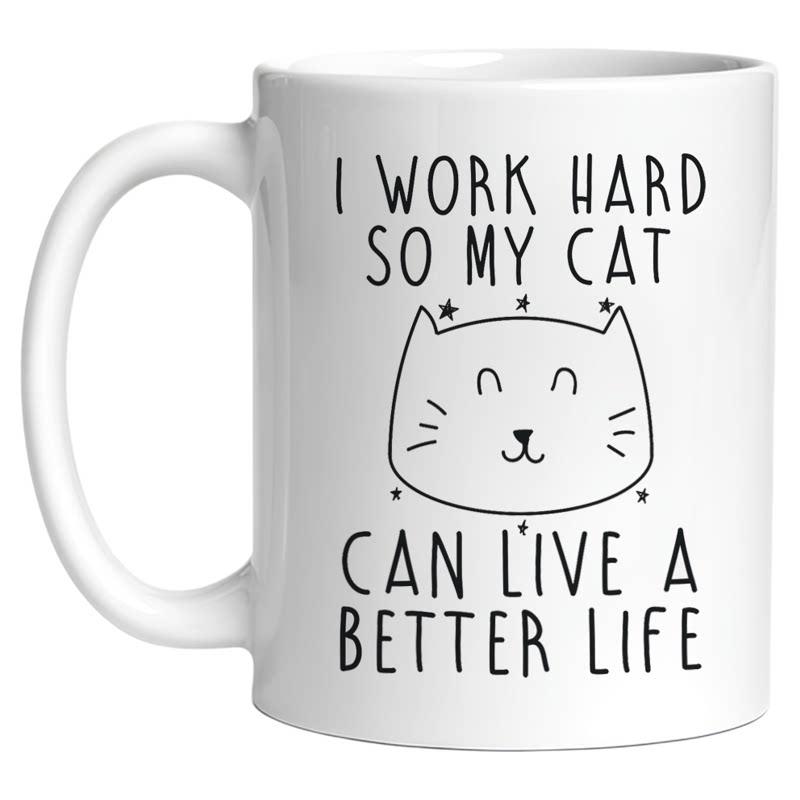 Iworkhard猫咪陶瓷马克杯子
