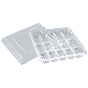 一次性饺子盒20格透明加厚带盖商用速冻水饺馄饨快餐盒外卖打包盒