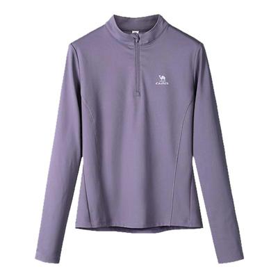 骆驼女装运动速干衣2025新款春秋立领长袖T恤训练服户外登山上衣