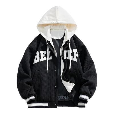 回力华夫格假两件棒球服加厚外套