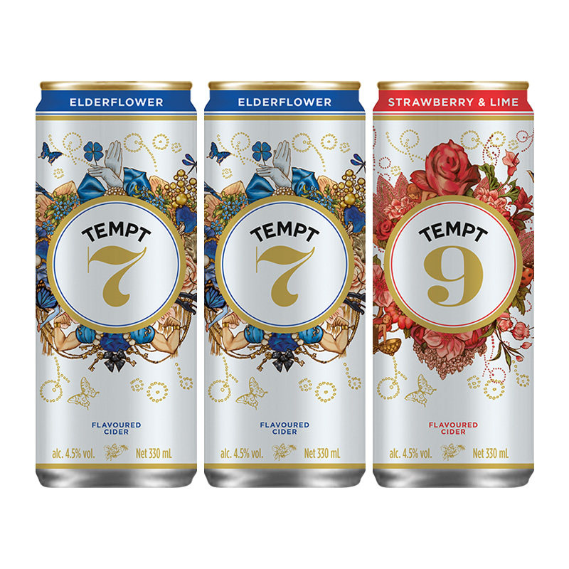 【正品保障】TEMPT诱惑7号接骨木9号果酒女生气泡甜酒低度微醺