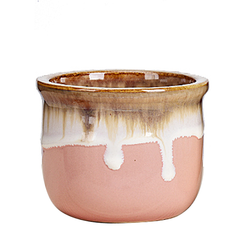 多肉花盆陶瓷小号粗陶透气简约创意迷你拇指盆流釉肉植物控型花盆