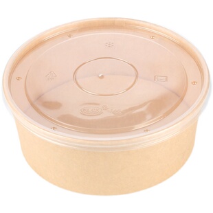 一次性圆形牛皮纸碗粥桶汤盒汤桶带盖沙拉轻食外卖快餐打包碗纸碗