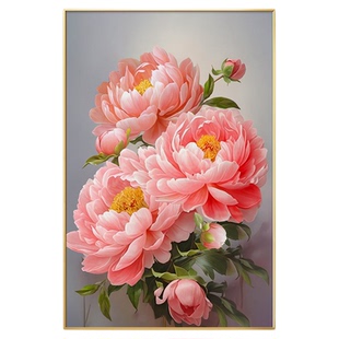 花开富贵玄关装饰画入户过道走廊正对门挂画高级感餐厅背景墙壁画