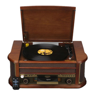 恒信家用留声机仿古LP黑胶唱片机复古电唱机CD机老式收音机磁带机