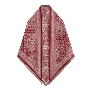 拉夏贝尔/La Chapelle红色复古提花三角巾披肩女气质外搭腰果围巾