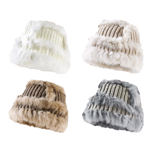 冬季帽子女款兔毛加绒渔夫帽醒狮虎头女士保暖针织帽高级感小香风