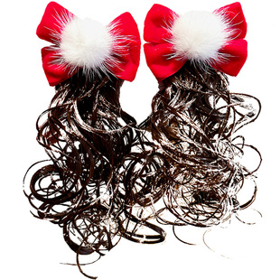 儿童发卡头饰假发辫子表演蝴蝶结发夹小女孩头花可爱新年过年发饰