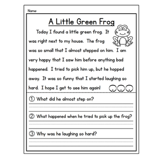 reading comprehension英语阅读理解启蒙练习题纸小学课堂作业纸