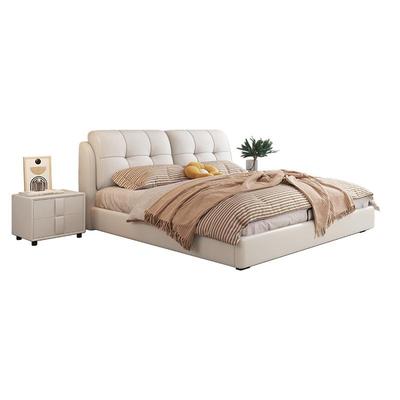 皮床主卧室轻奢1.5米8双人实木软包现代简约高端大气科技布艺大床