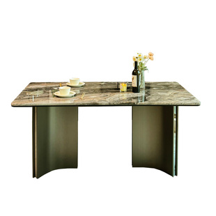 威尼斯棕餐桌轻奢高端天然微晶石超晶石意式极简奢石桌子轻奢高端