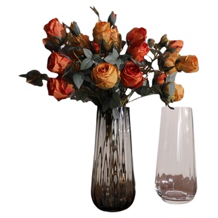 收口原色料加厚水晶玻璃花瓶简约玫瑰百合水养鲜切花餐桌桌面客厅