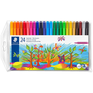 德国STAEDTLER施德楼325 WP24色12水彩画笔画儿童沾衣可水洗套装