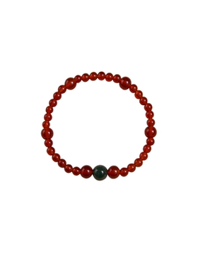 天然红玛瑙绿珠手链女本命年圣诞轻奢复古设计感手串新年礼物女生