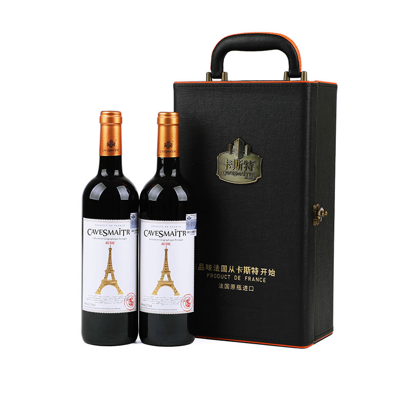【品牌正品】卡斯特法国波尔多进口巴黎之光干红葡萄酒双支礼盒装