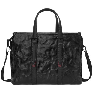 皮尔卡丹男士电脑公文包单肩斜挎包商务男式真皮大容量手提包男款