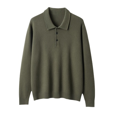 啄木鸟纯色长袖翻领加绒polo衫男